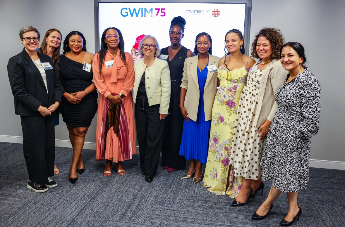 A group of women leaders posing together at the GWIM 75 event