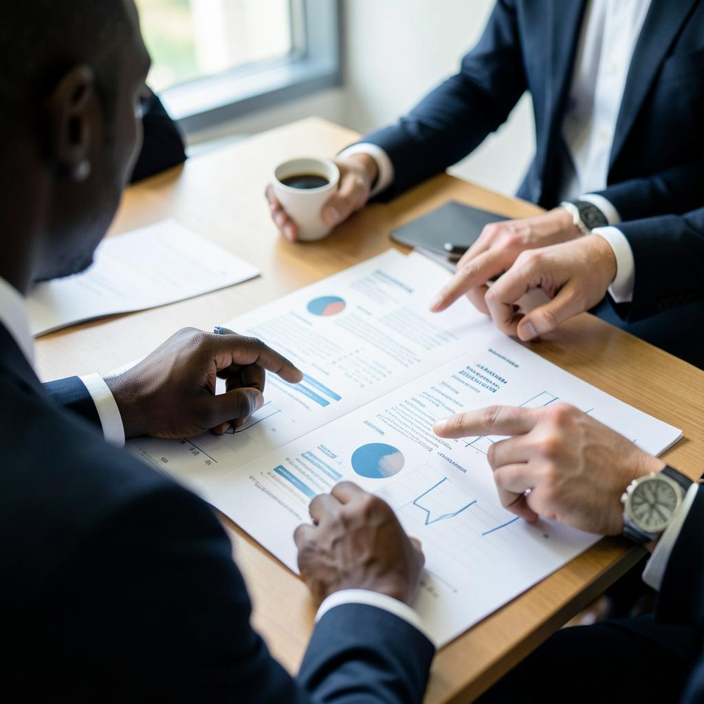 Leaders reviewing decision velocity findings together over report pages